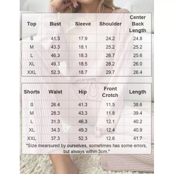 imageEkouaer Womens Waffle Knit Pajama Sets Comfy Long Sleeve Lounge Sets 2 Piece Matching Pj Sets with PocketsRose Red