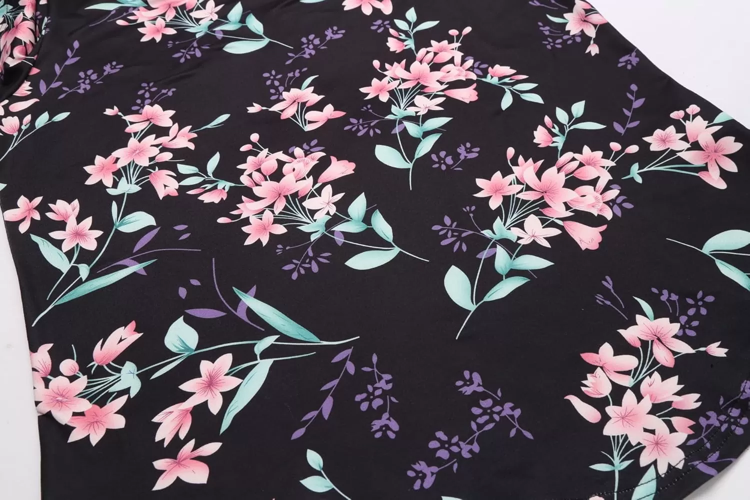 imageEkouaer 3 PCS Capri Pajamas for Women Set Short Sleeve Pajama Sets Floral Pj Sets Soft Sleepwear with PocketsBlack Flowers