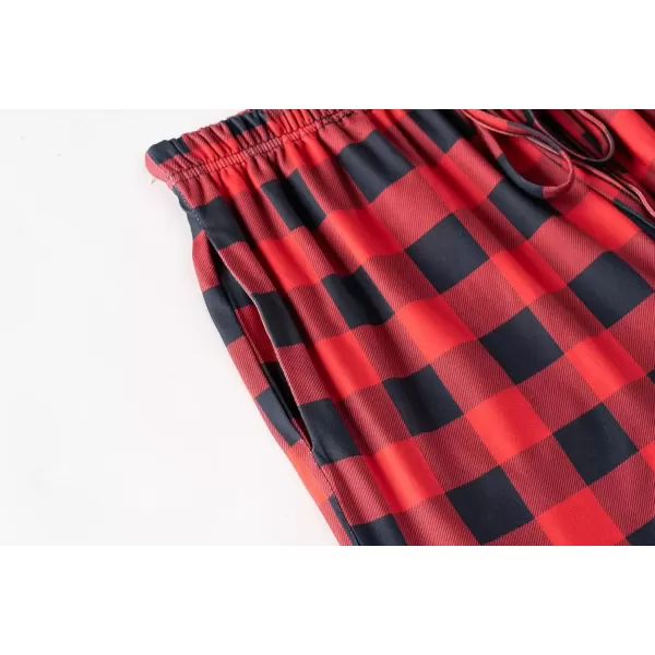 imageEkouaer 3 PCS Capri Pajamas for Women Set Short Sleeve Pajama Sets Floral Pj Sets Soft Sleepwear with PocketsBlack Red Plaid
