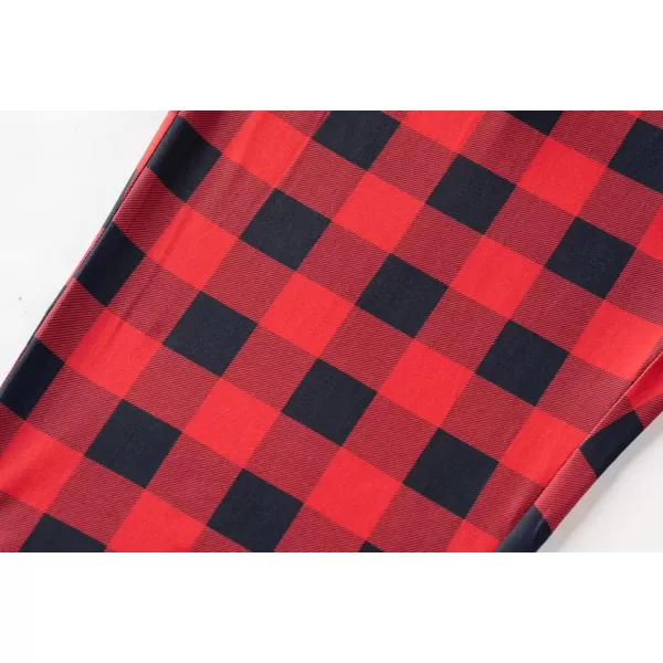 imageEkouaer 3 PCS Capri Pajamas for Women Set Short Sleeve Pajama Sets Floral Pj Sets Soft Sleepwear with PocketsBlack Red Plaid