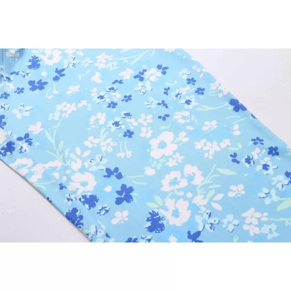 imageEkouaer 3 PCS Capri Pajamas for Women Set Short Sleeve Pajama Sets Floral Pj Sets Soft Sleepwear with PocketsBlue Flowers