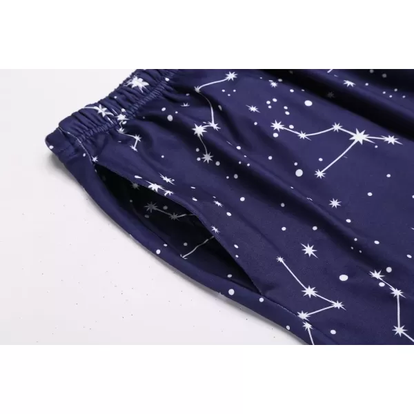 imageEkouaer 3 PCS Capri Pajamas for Women Set Short Sleeve Pajama Sets Floral Pj Sets Soft Sleepwear with PocketsBlue Stars
