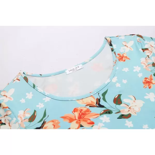 imageEkouaer 3 PCS Capri Pajamas for Women Set Short Sleeve Pajama Sets Floral Pj Sets Soft Sleepwear with PocketsGreen Flowers