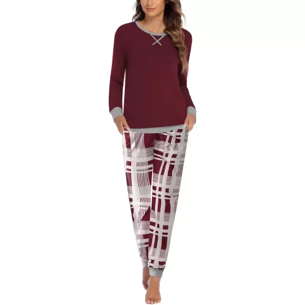imageEkouaer Pajamas Set for Women Long Sleeve Crew Neck Comfy Pjs Lounge Sets With Pockets1pat3