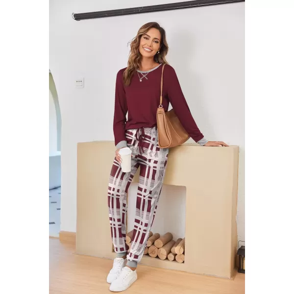 imageEkouaer Pajamas Set for Women Long Sleeve Crew Neck Comfy Pjs Lounge Sets With Pockets1pat3