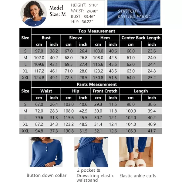 imageEkouaer Womens Pajamas Long Sleeve Jogger Sets Comfy Pjs Soft Loungewear 2 Piece Lounge Sets with Pockets SXXLRose