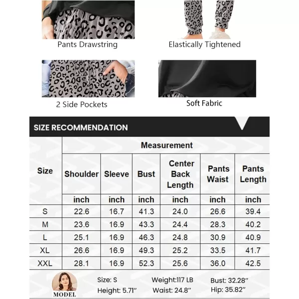 imageEkouaer Womens Pajamas Set Long Sleeve Christmas PJ Sets Soft Lounge Set for Women Sleepwear Joggers with PocketsLeopard