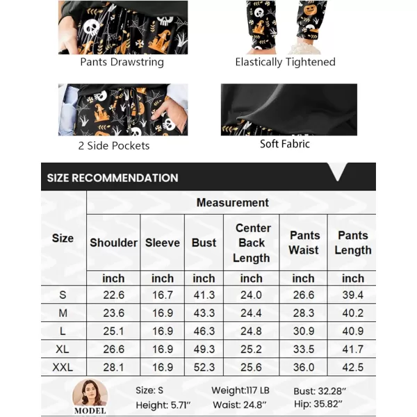 imageEkouaer Womens Pajamas Set Long Sleeve Christmas PJ Sets Soft Lounge Set for Women Sleepwear Joggers with PocketsOrange Pumpkin