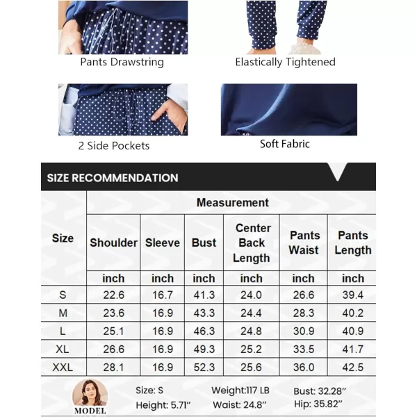 imageEkouaer Womens Pajamas Set Long Sleeve Christmas PJ Sets Soft Lounge Set for Women Sleepwear Joggers with PocketsPolka Dots