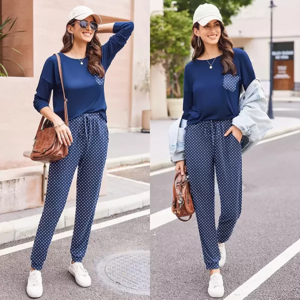 imageEkouaer Womens Pajamas Set Long Sleeve Christmas PJ Sets Soft Lounge Set for Women Sleepwear Joggers with PocketsPolka Dots