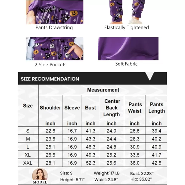 imageEkouaer Womens Pajamas Set Long Sleeve Christmas PJ Sets Soft Lounge Set for Women Sleepwear Joggers with PocketsPurple Pumpkin