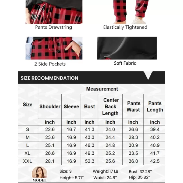 imageEkouaer Womens Pajamas Set Long Sleeve Christmas PJ Sets Soft Lounge Set for Women Sleepwear Joggers with PocketsRed Plaid