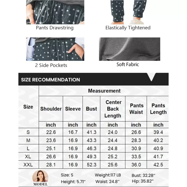 imageEkouaer Womens Pajamas Set Long Sleeve Christmas PJ Sets Soft Lounge Set for Women Sleepwear Joggers with PocketsStars