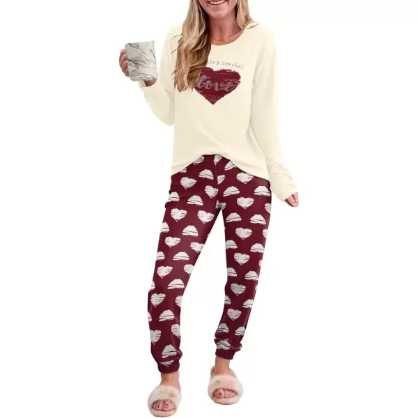 imageEkouaer Pajama Sets for Women 2 Piece Plaid Pjs Long Sleeve Lounge Sets Comfy Gingham Nightwear with PocketsRed Heart