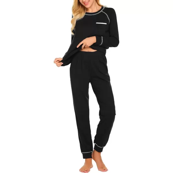 imageEkouaer Pajamas Set for Women Soft Comfy Pjs Sets Long Sleeve Sleepwear Loungewear SXXLBlack