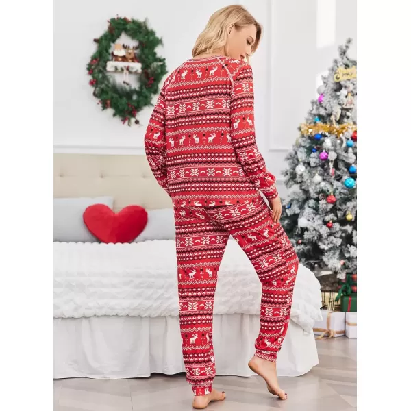 imageEkouaer Pajamas Set for Women Soft Comfy Pjs Sets Long Sleeve Sleepwear Loungewear SXXLChristmas Red