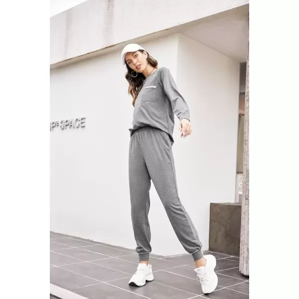 imageEkouaer Pajamas Set for Women Soft Comfy Pjs Sets Long Sleeve Sleepwear Loungewear SXXLFlower Gray