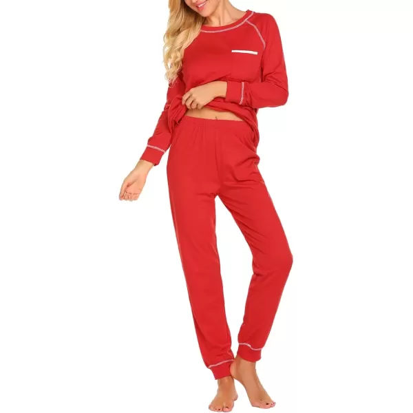 imageEkouaer Pajamas Set for Women Soft Comfy Pjs Sets Long Sleeve Sleepwear Loungewear SXXLRed