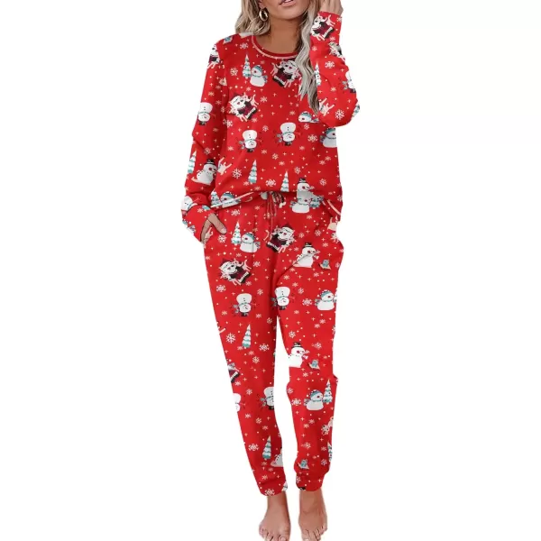 imageEkouaer Pajamas Womens Long Sleeve Pj Set Soft 2 Piece Loungewear Sleepwear with Jogger Pants XS3XLChristmas Print