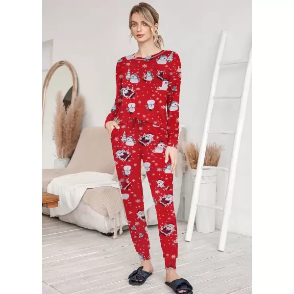 imageEkouaer Pajamas Womens Long Sleeve Pj Set Soft 2 Piece Loungewear Sleepwear with Jogger Pants XS3XLChristmas Print