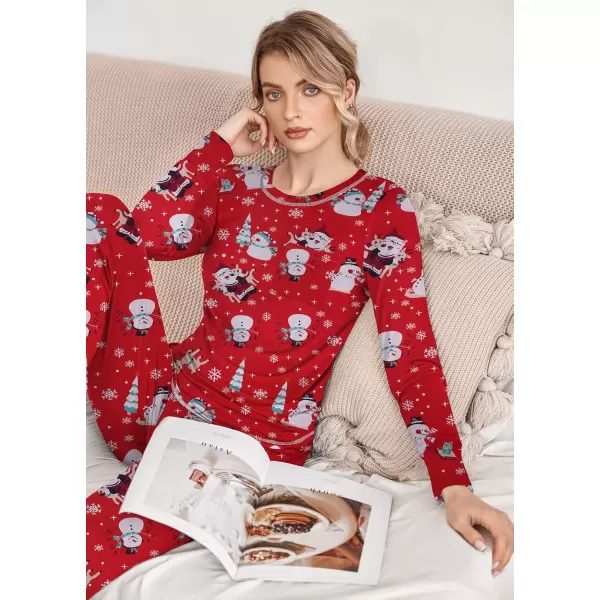 imageEkouaer Pajamas Womens Long Sleeve Pj Set Soft 2 Piece Loungewear Sleepwear with Jogger Pants XS3XLChristmas Print