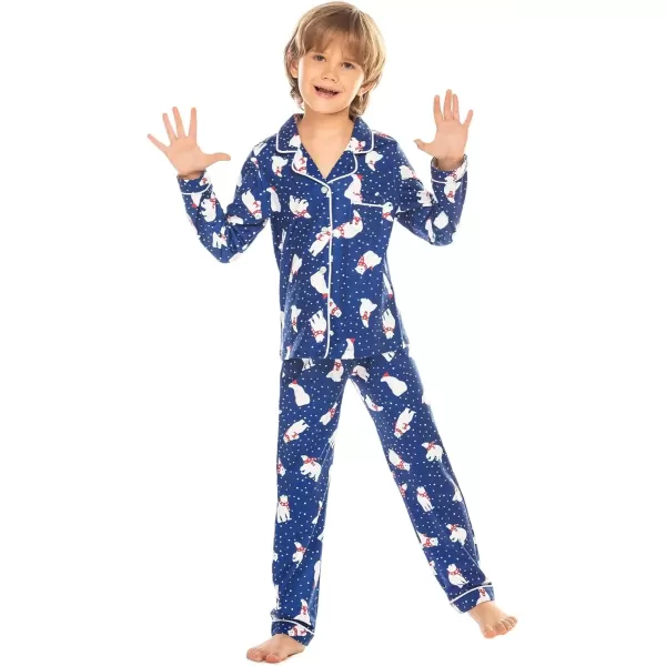 imageEkouaer Christmas Family Matching Pajamas Long Sleeve Button Down Pj Set Festival Party SleepwearBluePolar Bear