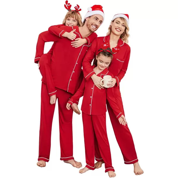 imageEkouaer Christmas Family Matching Pajamas Long Sleeve Button Down Pj Set Festival Party SleepwearChristmas Red