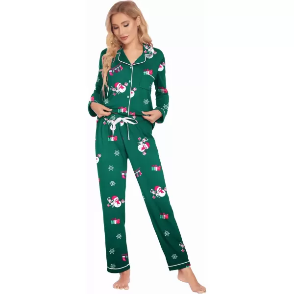 imageEkouaer Christmas Family Matching Pajamas Long Sleeve Button Down Pj Set Festival Party SleepwearDark GreenCute Pattern