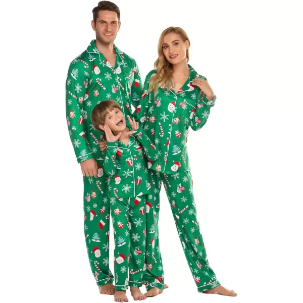 imageEkouaer Christmas Family Matching Pajamas Long Sleeve Button Down Pj Set Festival Party SleepwearGreenSanta Claus