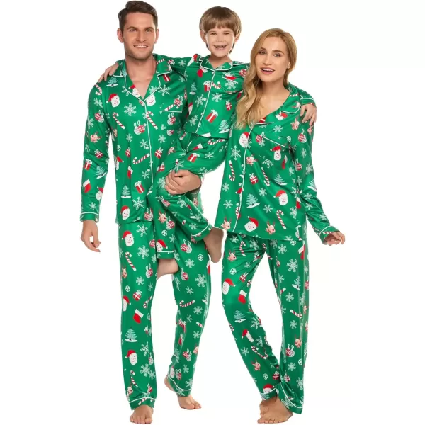 imageEkouaer Christmas Family Matching Pajamas Long Sleeve Button Down Pj Set Festival Party SleepwearGreenSanta Claus