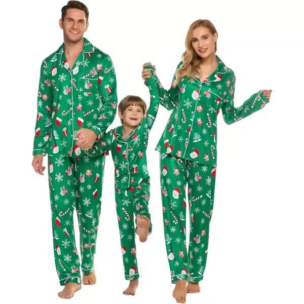 imageEkouaer Christmas Family Matching Pajamas Long Sleeve Button Down Pj Set Festival Party SleepwearGreenSanta Claus