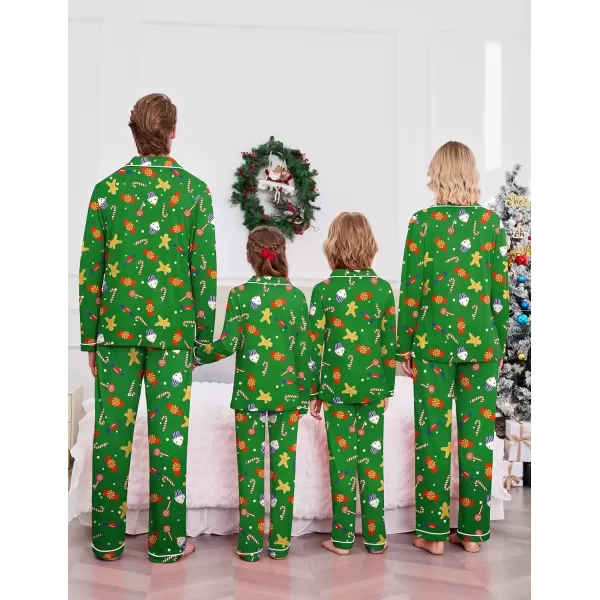 imageEkouaer Christmas Family Matching Pajamas Long Sleeve Button Down Pj Set Festival Party SleepwearGreenSuagr