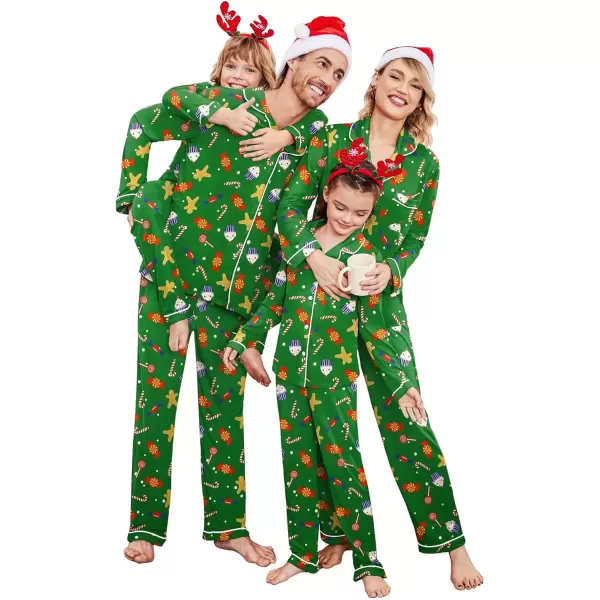 imageEkouaer Christmas Family Matching Pajamas Long Sleeve Button Down Pj Set Festival Party SleepwearGreenSuagr