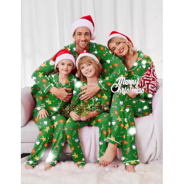 imageEkouaer Christmas Family Matching Pajamas Long Sleeve Button Down Pj Set Festival Party SleepwearGreenSuagr