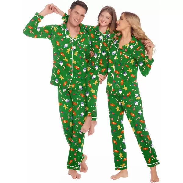 imageEkouaer Christmas Family Matching Pajamas Long Sleeve Button Down Pj Set Festival Party SleepwearGreenSuagr