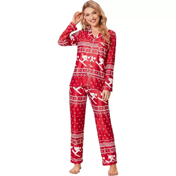 imageEkouaer Christmas Family Matching Pajamas Long Sleeve Button Down Pj Set Festival Party SleepwearRedAsymmetric Pattern