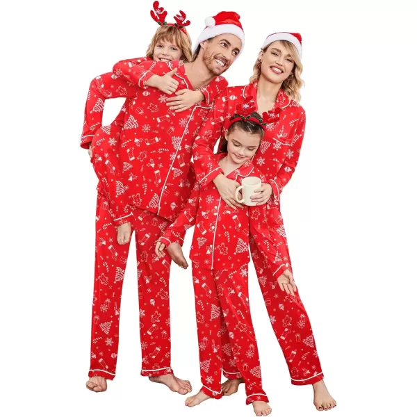 imageEkouaer Christmas Family Matching Pajamas Long Sleeve Button Down Pj Set Festival Party SleepwearRedTreeSock