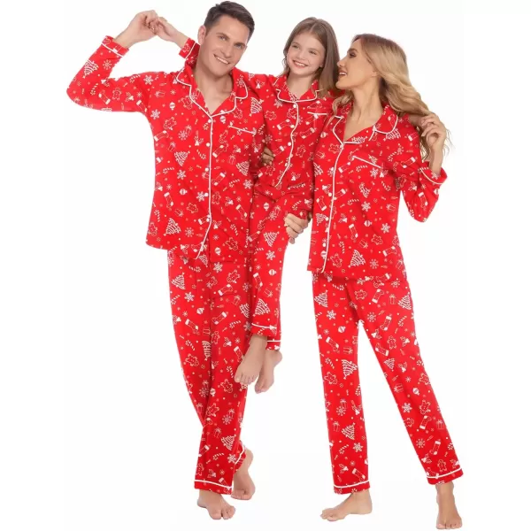 imageEkouaer Christmas Family Matching Pajamas Long Sleeve Button Down Pj Set Festival Party SleepwearRedTreeSock