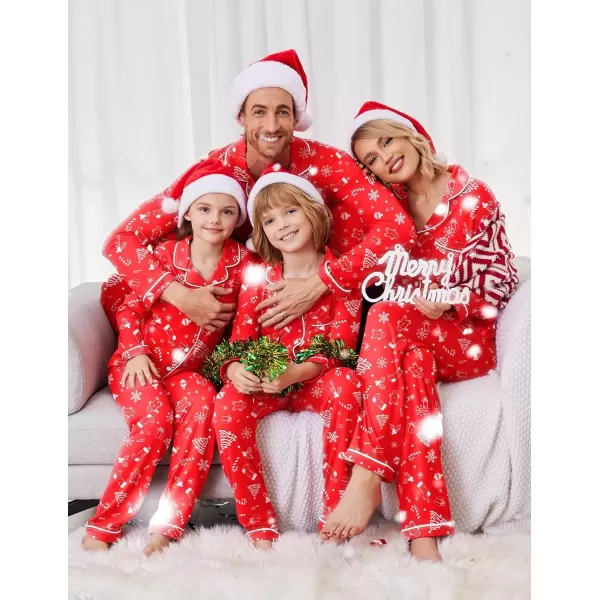 imageEkouaer Christmas Family Matching Pajamas Long Sleeve Button Down Pj Set Festival Party SleepwearRedTreeSock