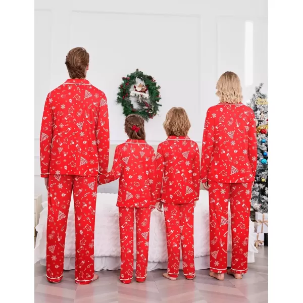 imageEkouaer Christmas Family Matching Pajamas Long Sleeve Button Down Pj Set Festival Party SleepwearRedTreeSock