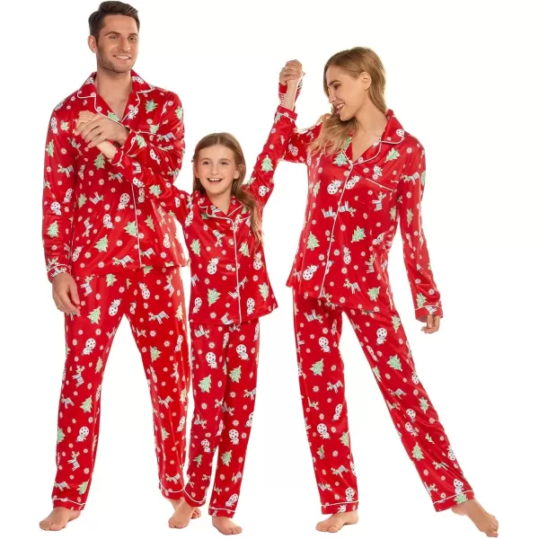 imageEkouaer Christmas Family Matching Pajamas Long Sleeve Button Down Pj Set Festival Party SleepwearRedXmas Tree