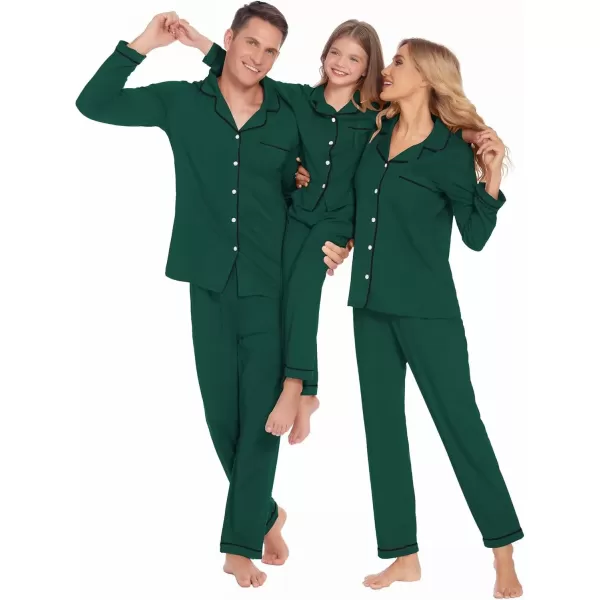 imageEkouaer Christmas Family Matching Pajamas Long Sleeve Button Down Pj Set Festival Party SleepwearSoliddeep Green