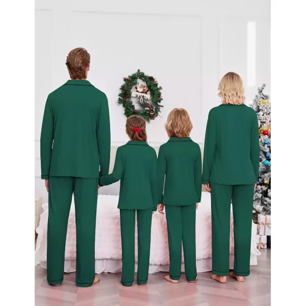 imageEkouaer Christmas Family Matching Pajamas Long Sleeve Button Down Pj Set Festival Party SleepwearSoliddeep Green