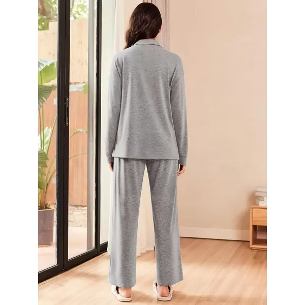 imageEkouaer Lounge Sets for Women 2 Piece Outfits 2024 Long Sleeve Top with Pants Sweatsuit Tracksuit SXXLLight Grey