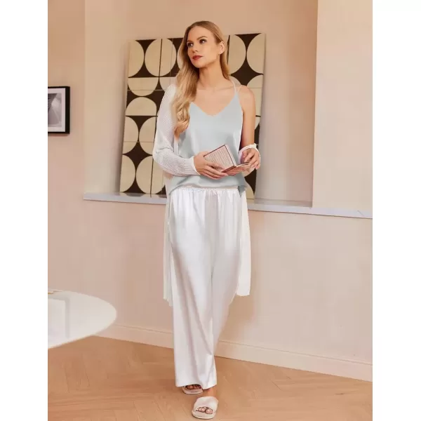 imageEkouaer Womens Silk Satin Camisole Tank Tops V Neck Spaghetti Strap Blouses Cross Back Sleeveless Cami ShirtLight Grey