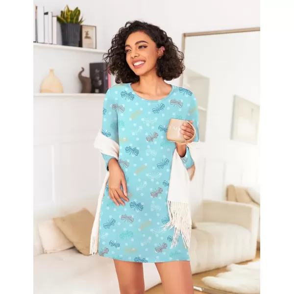 imageEkouaer 2 Pack Long Sleeve Sleep Shirts for Women Soft Night Shirts Pullover Nightgowns Comfy Night Gowns Dress S3XLButterflysheep