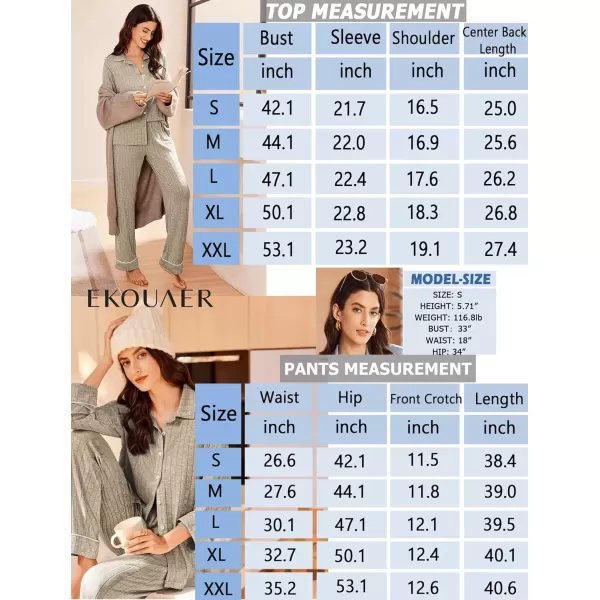 imageEkouaer Womens Pajama Sets Long Sleeve Sleepwear Button Down Loungewear Soft 2 Piece Pj Set with PocketsChampagne