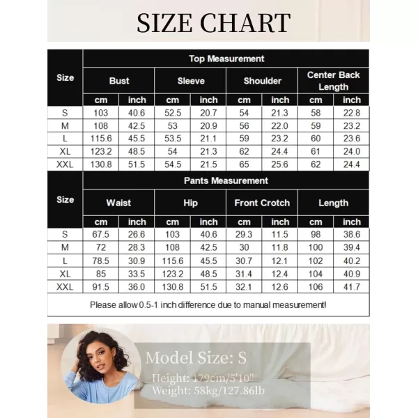 imageEkouaer Pajama Sets for Women 2 Piece Lounge Sets Long Sleeve Sleepwear Top and Pants Cozy Pjs Loungewear with Pockets SXXLLight Blue