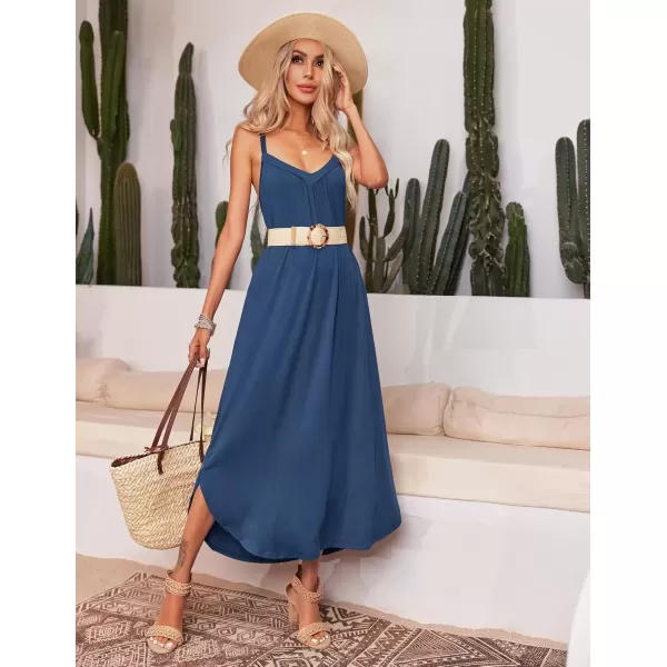 imageEkouaer Womens Sleeveless Nightgown Full Slip Nightshirt Print Nightwear Full Length Loungewear Soft NightdressNavy