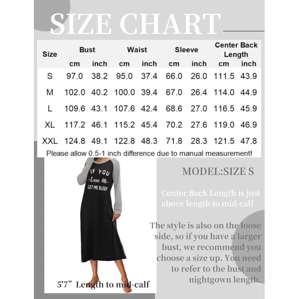 imageEkouaer Nightgown Long Sleeve Womens Nightgown Sleep Shirts for Women Night Dress Nightgowns for Woman Soft Sleepwear SXXLBlack Love Me